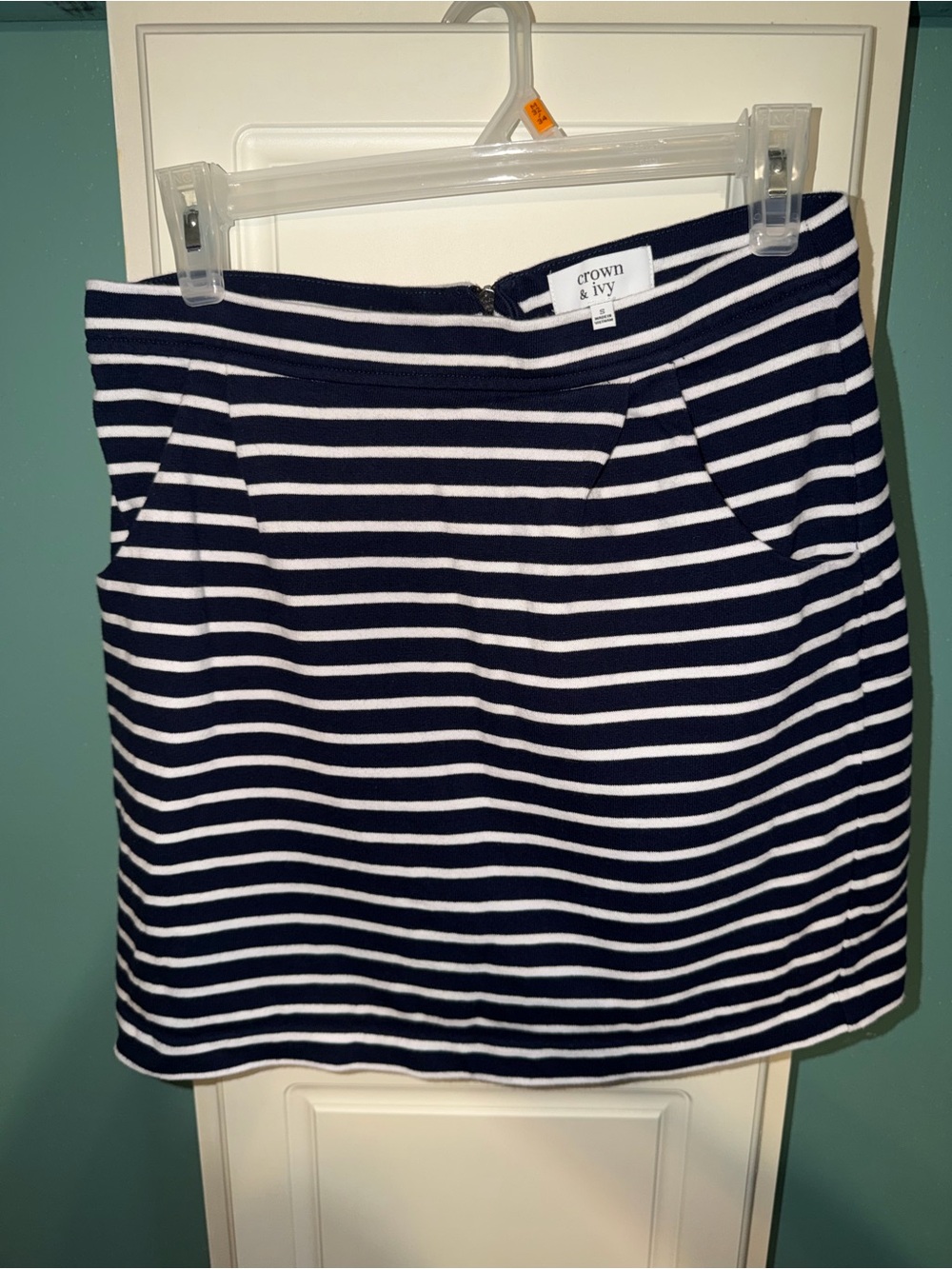 Crown & Ivy Navy and White Striped Mini Skirt